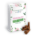 Boite de cones d encens classique naturels senteur sensualite avec cones marron poses devant packaging blanc vegetal