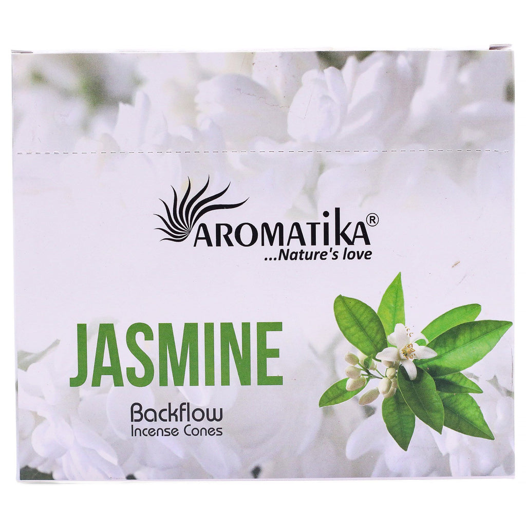 boîte d’encens backflow masala aromatika parfum jasmin contenant 10 cônes pour brûleur encens cascade
