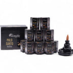 cônes d’encens backflow aromatika parfum palo santo avec brûleur cascade créant un effet fumée descendante