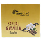 boîte d’encens backflow masala aromatika parfum santal vanille contenant 10 cônes pour brûleur encens cascade
