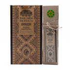 Boîte d'encens résine sur bâton Arruda Banjara avec packaging artisanal décoré de motifs éthniques