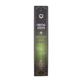 Boîte d’encens smudge cristal jade et épicé avec design céleste noir et vert et motifs spirituels dorés