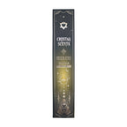Boîte d’encens smudge cristal oeil de tigre et vanille avec design céleste noir et motifs spirituels dorés
