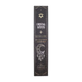 Boîte d'encens smudge cristal tourmaline et bois de santal avec design céleste noir et motifs spirituels dorés