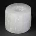 Photophore selenite cylindre en pierre naturelle translucide avec finition lisse et elegante