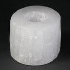 Photophore selenite cylindre en pierre naturelle translucide avec finition lisse et elegante