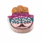 Porte-Encens Hamsa (Fatma) & Arbre de Vie en pierre stéatite (soapstone) 9x6 cm, symbole de protection pour rituel et méditation.