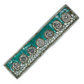 Porte-Encens Tibétain 7 Chakras 23 cm en métal, vue du dessus, mosaïque turquoise et symboles énergétiques pour rituel de méditation.