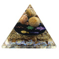 pyramide orgonite midnight reiki avec symboles energetiques et pierres naturelles