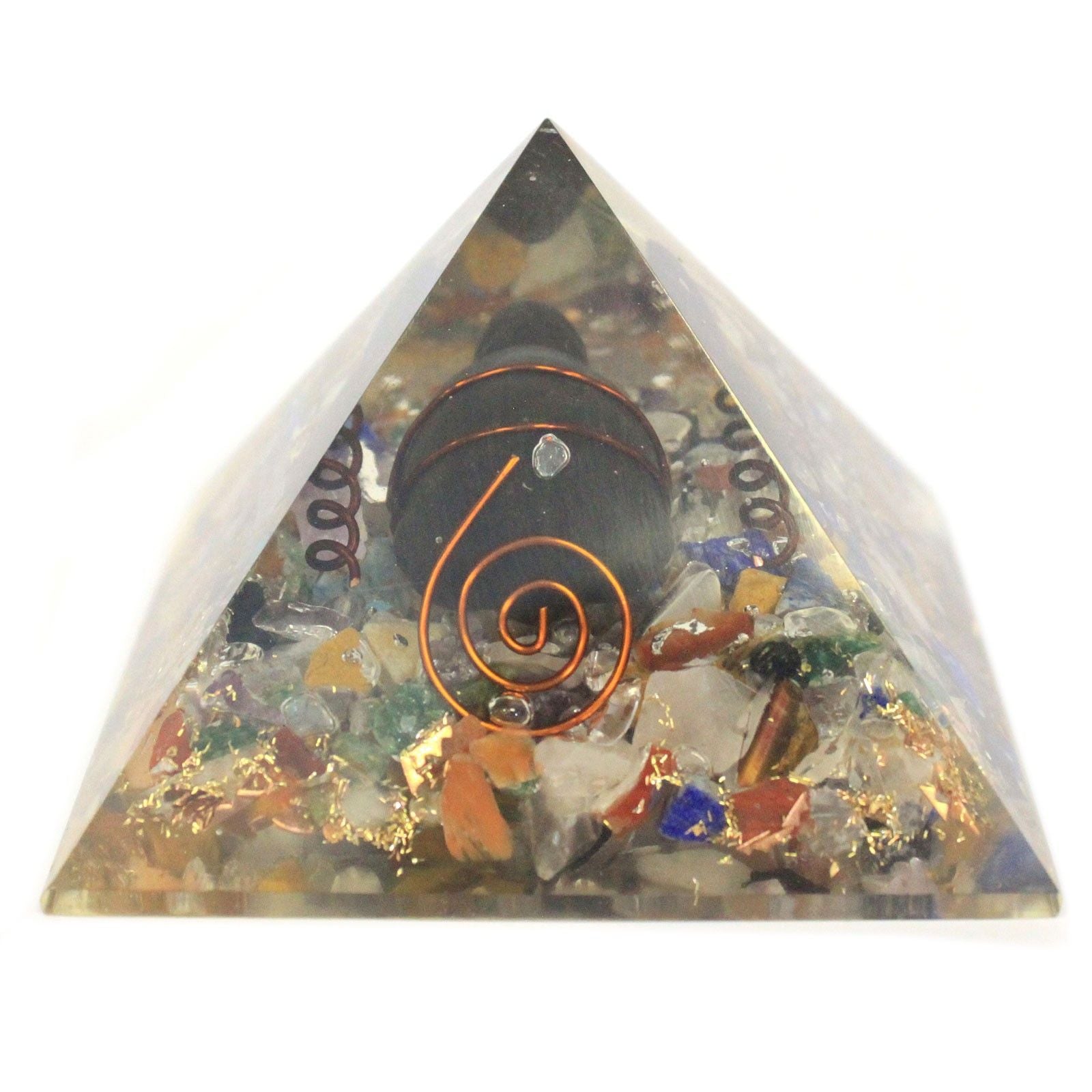 pyramide orgonite avec symbole tortue stabilite ancrage energie protection