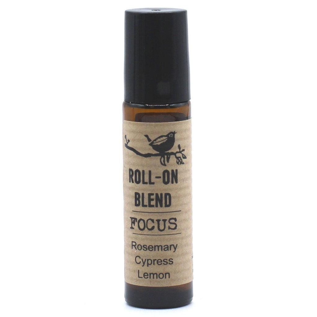 Flacon roll-on huiles essentielles Focus 10 ml pour application sur poignets et tempes – aromathérapie naturelle