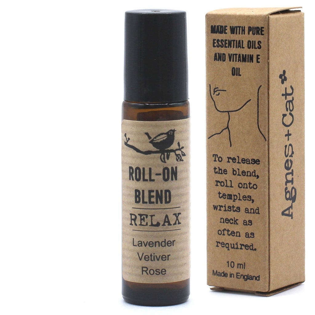 Flacon roll-on huiles essentielles Relax 10 ml pour application sur poignets et tempes – aromathérapie naturelle