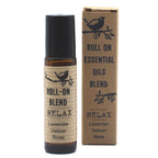 Roll-on huiles essentielles Relax 10 ml avec flacon en verre ambré et emballage carton